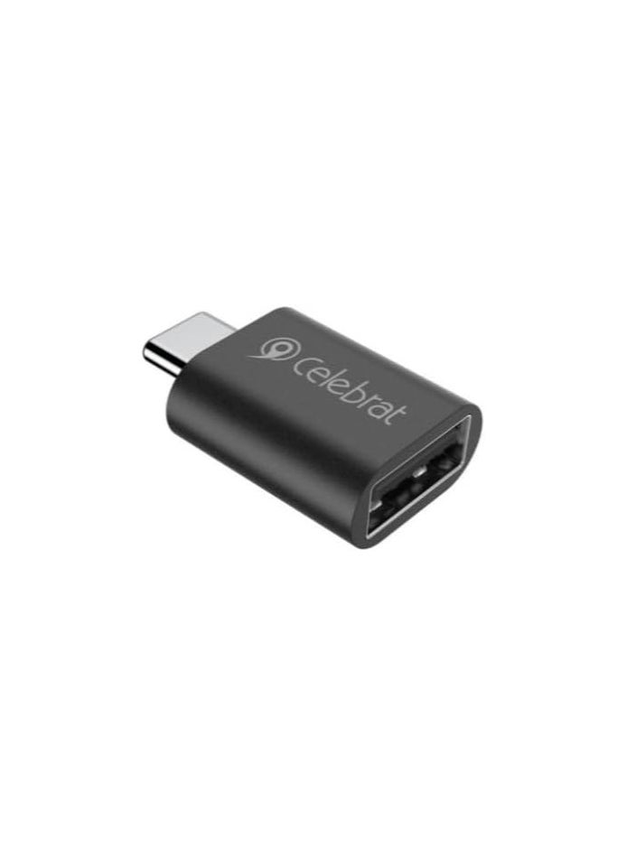 Celebrat - Celebrat CA-04 Aluminum Alloy OTG Adapter Support Type-C To 3.0 USB interface Data Transfer With Mini Design And Charging Function For Multi Devies - Black - Image 1