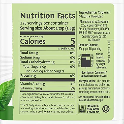 Sunwarrior Organic Matcha Green Tea Powder Culinary Grade Matcha for Smoothies Baking Lattes Vegan Sugar & Dairy Free 225 Servings Sunwarrior - Image 2