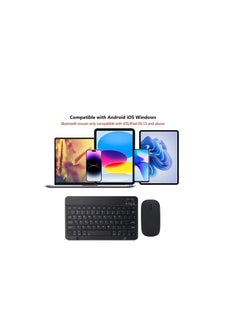 AirTab Rechargeable Bluetooth Keyboard and Mouse Combo Ultra-Slim Portable Compact Wireless Mouse Keyboard Set for Android Windows Tablet Cell Phone iPhone iPad Pro Air Mini, iPad OS/iOS 13 and above (Black)  - Image 1