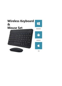 AirTab Rechargeable Bluetooth Keyboard and Mouse Combo Ultra-Slim Portable Compact Wireless Mouse Keyboard Set for Android Windows Tablet Cell Phone iPhone iPad Pro Air Mini, iPad OS/iOS 13 and above (Black)  - Image 2