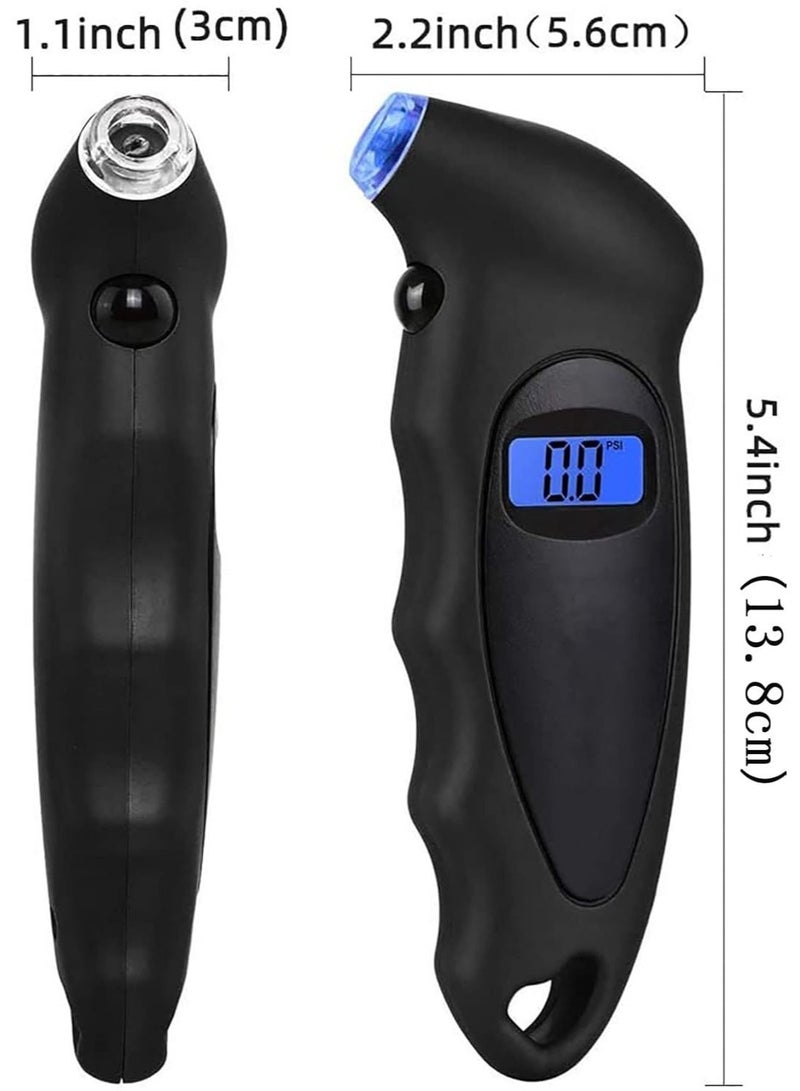 ChicAbode Digital Tire Air Pressure Gauge, Tyre Pressure Checker, with Backlight LCD Display and Non-Slip Grip, 0-150 PSI Range, Four Unit Modes, with Auto Shut-off Function, for Car Trucks and Bicycles - Image 2