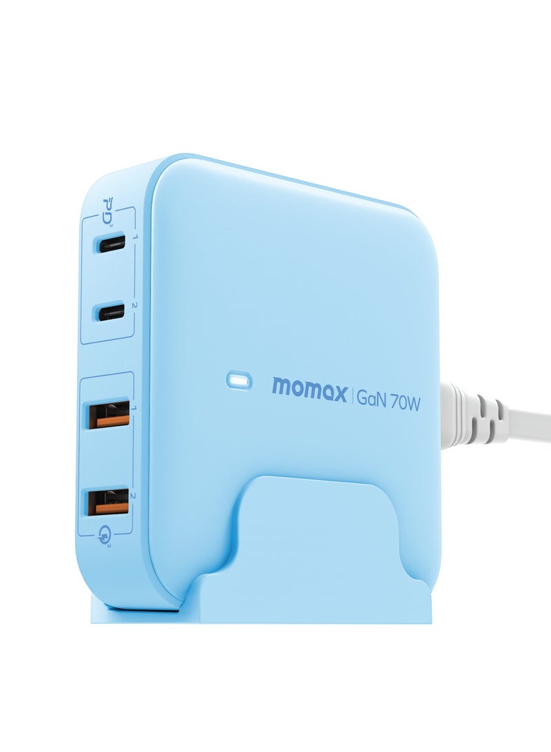 Momax Oneplug Desktop Charger With GaN 4-Port 70W - Blue - Image 1