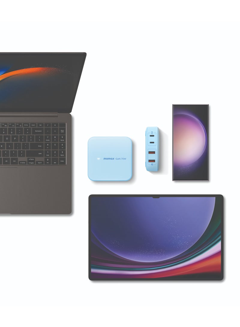 Momax Oneplug Desktop Charger With GaN 4-Port 70W - Blue - Image 3