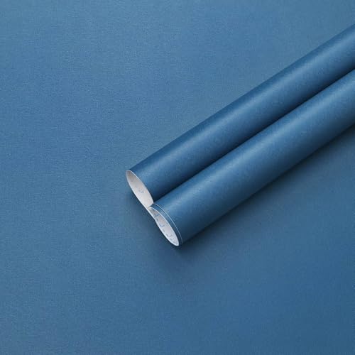 Ismoon Blue Wallpaper Modern Solid Color Peel and Stick Wallpaper Cobalt Blue Contact Paper Pure Textured Removable SelfAdhesive Wall Paper for Bathroom Cabinets Decor Vinyl 177inx197in - Image 1