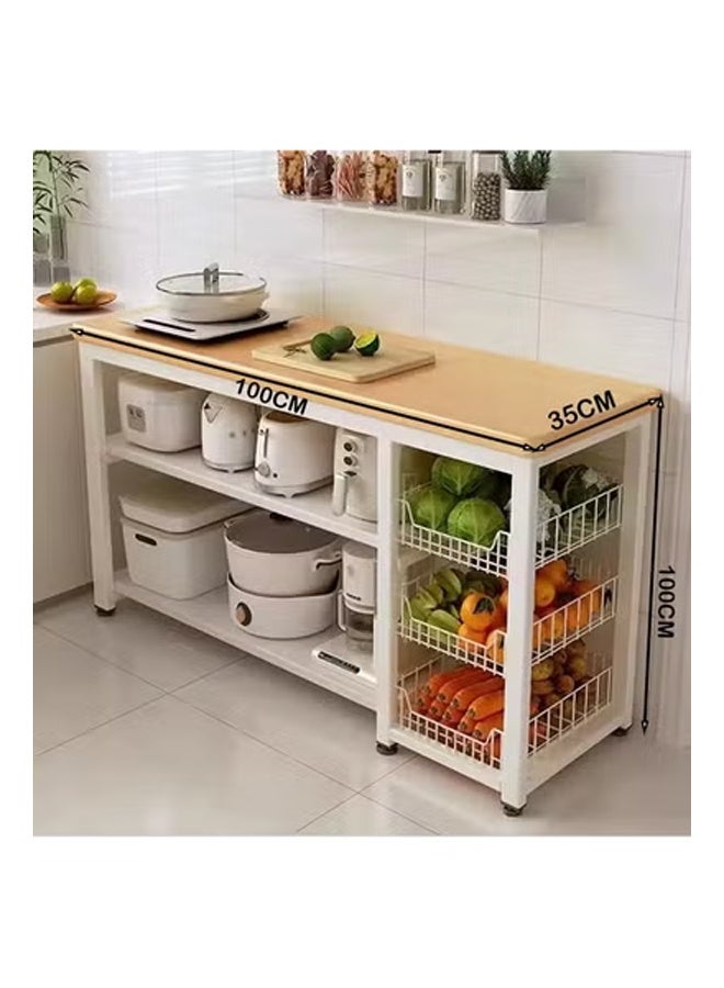 keke Kitchen Rack Multifunctional Vegetable Basket Vegetable Cutting Table Microwave Pot Organiser Sideboard 100*35*100cm - Image 2