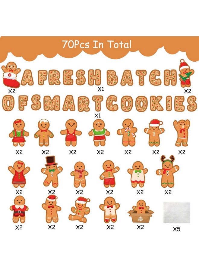 Haooryx 70Pcs Winter Christmas Mini Gingerbread Bulletin Board Classroom Decoration, Gingerbread Man Paper Cut-Outs Blackboard Border Decor for Christmas Party Home School Classroom Window Wall Decor - Image 3