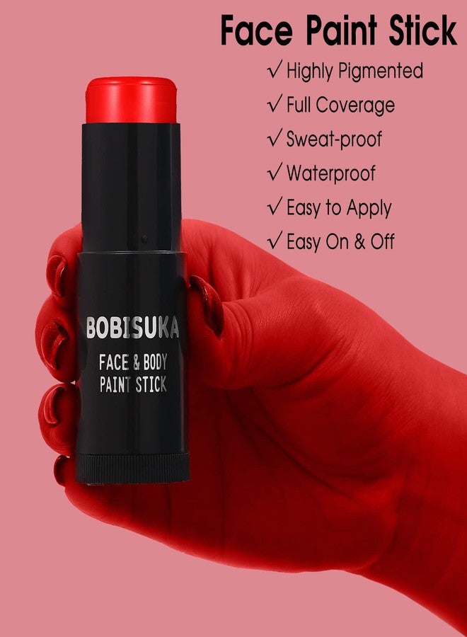 BOBISUKA Pro Red Face & Body Paint Stick, Blendable Red Eyeblack Painting Sticks for Sports, Facepaints for Halloween Makeup Clown Joker Devil Cosplay Special Effects Costume SFX Party - Image 2