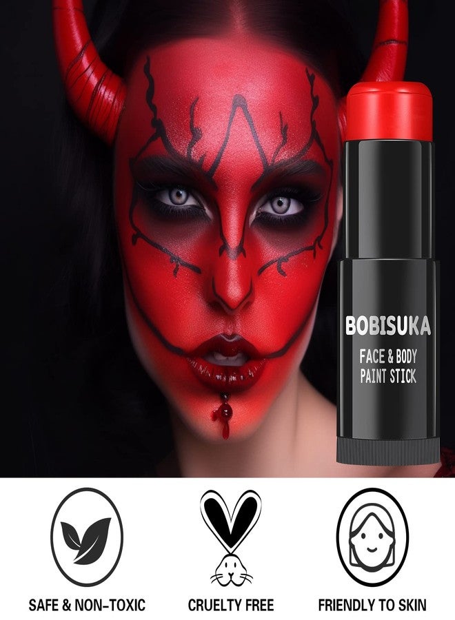 BOBISUKA Pro Red Face & Body Paint Stick, Blendable Red Eyeblack Painting Sticks for Sports, Facepaints for Halloween Makeup Clown Joker Devil Cosplay Special Effects Costume SFX Party - Image 5