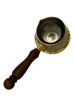 Majestic Majestic Brass Turkish Coffee Pot – Capacity: 280 ml (Medium Size), Textured Design, Golden Color – Handcrafted with Wooden Handle, Perfect for Turkish Coffee, Arabic Coffee, Tea, Milk, and Hot Beverages  - Image 5