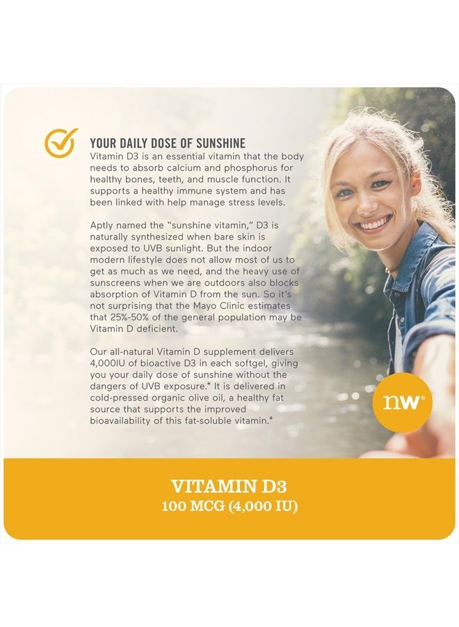 NatureWise Vitamin D3 4000iu (100 mcg) Healthy Muscle Function, and Immune Support, Non-GMO, Gluten Free in Cold-Pressed Olive Oil, Packaging Vary (Mini Softgel), 360 Count - Image 2