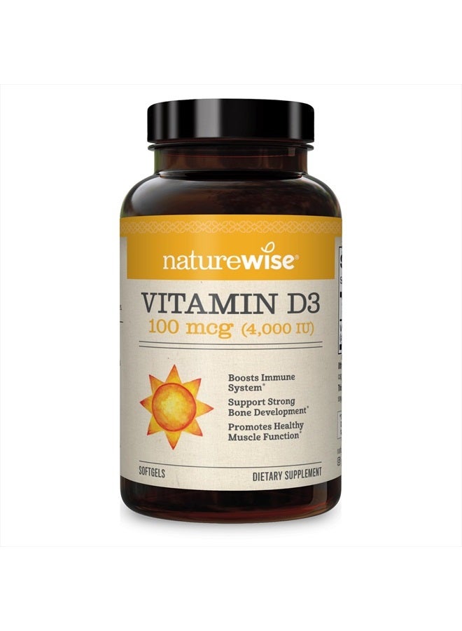 NatureWise Vitamin D3 4000iu (100 mcg) Healthy Muscle Function, and Immune Support, Non-GMO, Gluten Free in Cold-Pressed Olive Oil, Packaging Vary (Mini Softgel), 360 Count - Image 1