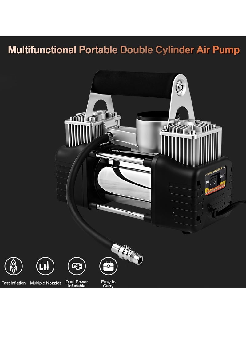 3XR - Air Compressor Tire Inflators Tool - 12V Double Cylinder Car inflatable Pump Digital display for Cars Bikes Motorcycles and Sport Balls - Image 1