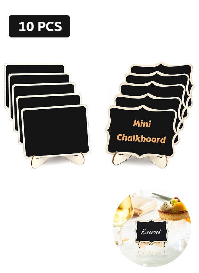 MXN 10 Pcs Mini Chalkboards Signs, Wooden Blackboards for Desktop, Food Party Label Stands for Weddings Place Cards Birthday Parties Table Numbers and Event Decorations  - Image 1