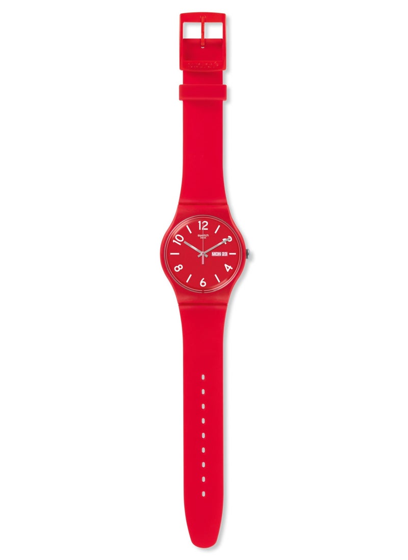 Swatch - Unisex Backup Red Quartz Movement Water Resistant Wrist Watch - 41 Mm - Image 1