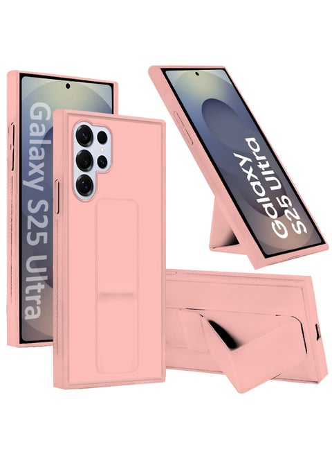 (for Samsung Galaxy S25 Ultra) Case Premium PU Leather with Stand Function, Shockproof and Anti Scratch Finger Grip Case Cover / Pink