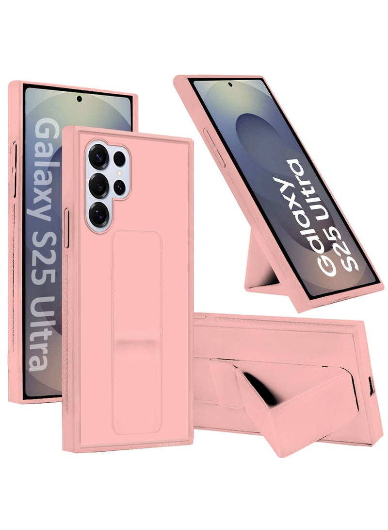 CATANES (for Samsung Galaxy S25 Ultra) Case Premium PU Leather with Stand Function, Shockproof and Anti Scratch Finger Grip Case Cover / Pink - Image 1
