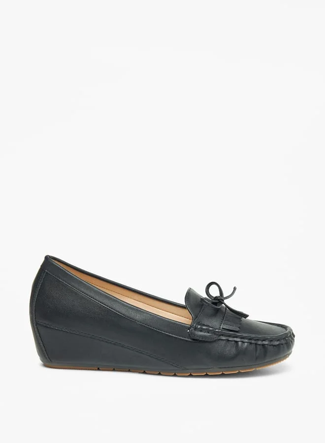 Le Confort Womens Solid Loafers With Wedge Heels