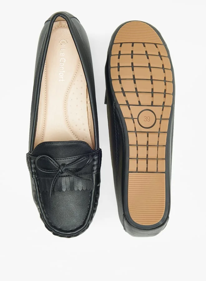Le Confort Womens Solid Loafers With Wedge Heels