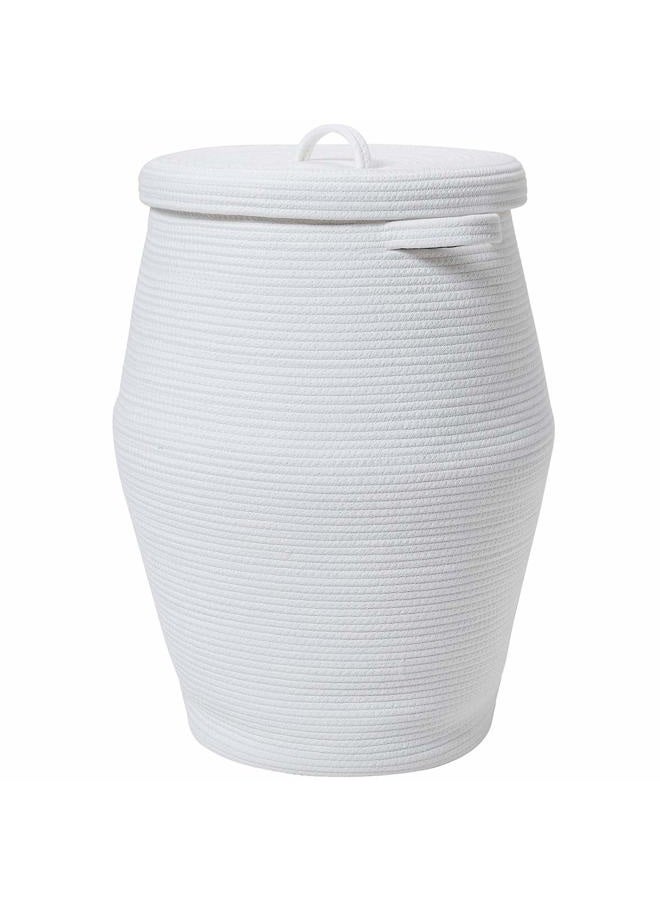 Cottonphant 26" x 20" Tall Extra Large Storage Basket with Lid, Cotton Rope Storage Baskets, Woven Laundry Hamper with Cover, Toy Storage Bin, for Toys Blanket in Living Room, Baby Nursery, All White - Image 1