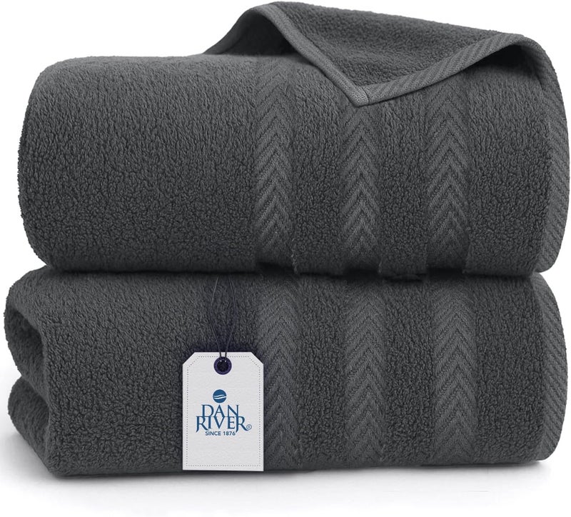 DAN RIVER 2 Pack Luxury Bath Sheets 35x70, 600 GSM, Soft & Quick Dry 100% Ring Spun Cotton Towels Ideal for Hotels, Spas, Gyms & Salons Extra Large, Gray - Image 1