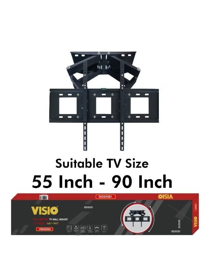 Visio Full-Motion TV Wall Mount Bracket VBM5590 | Fits 55–90 Inch Screens | ±15° Tilt | ±80° Swivel | Extendable 110–450mm | VESA 800x600mm | Max Load 70kg - Image 4