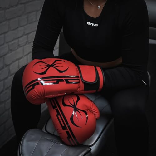 STING Boxing - Armaplus Boxing Gloves | for Competition & Training (RED/Black, 10oz) - Image 4