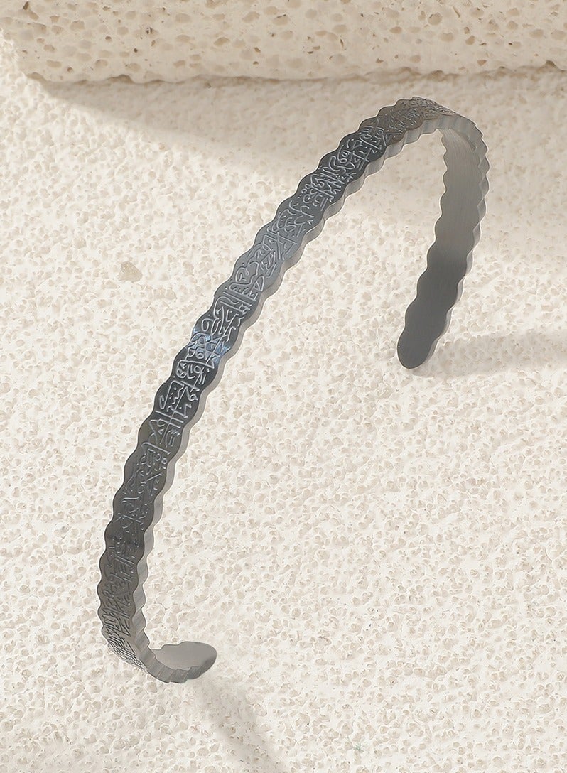 Mark Fairwhale Vintage Stainless Steel Carved C-Shaped Open Men's And Women's Bracelet  - Image 1