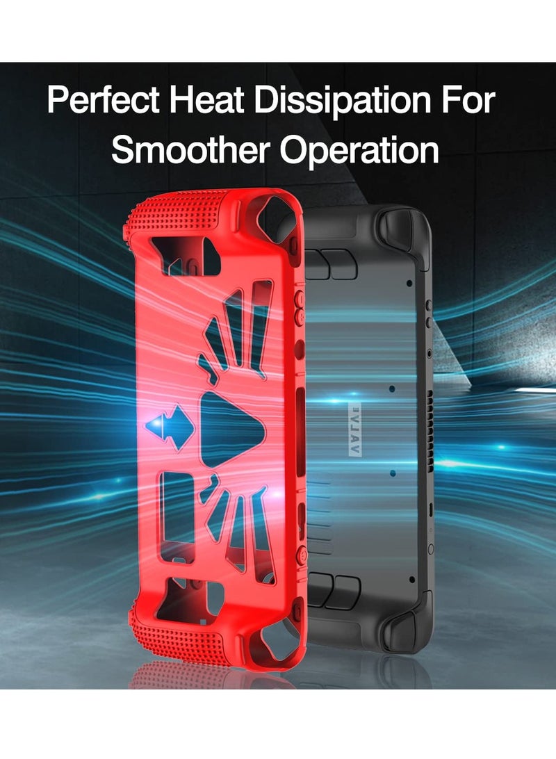 SYOSI Steam Deck Standing Protective Case, Thickening Silicone Accessories Protector, Soft Cover Skin Shell with 2 Pairs Thumb Grips, Full Protection Kit to Anti-Slip for Valve Stream Deck (Red) - Image 3