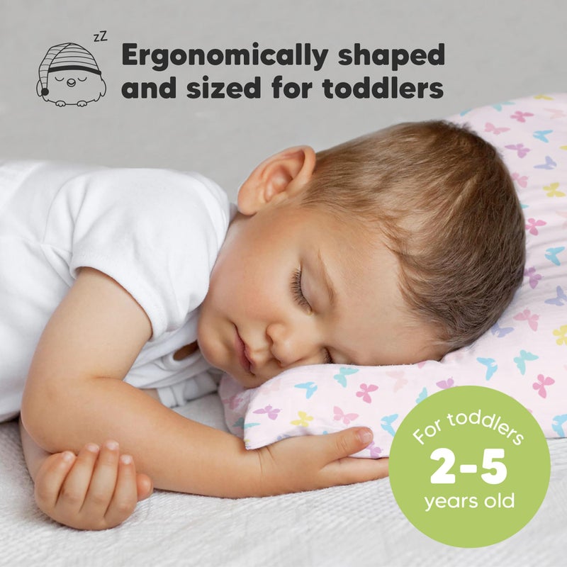 KeaBabies Toddler Pillow with Pillowcase - 13x18 My Little Dreamy Kids Travel Bed Pillows for Sleeping, Organic Cotton Small Pillowcase, Soft & Breathable, Machine Washable, Toddlers 2-5 years old (Flutter) - Image 2