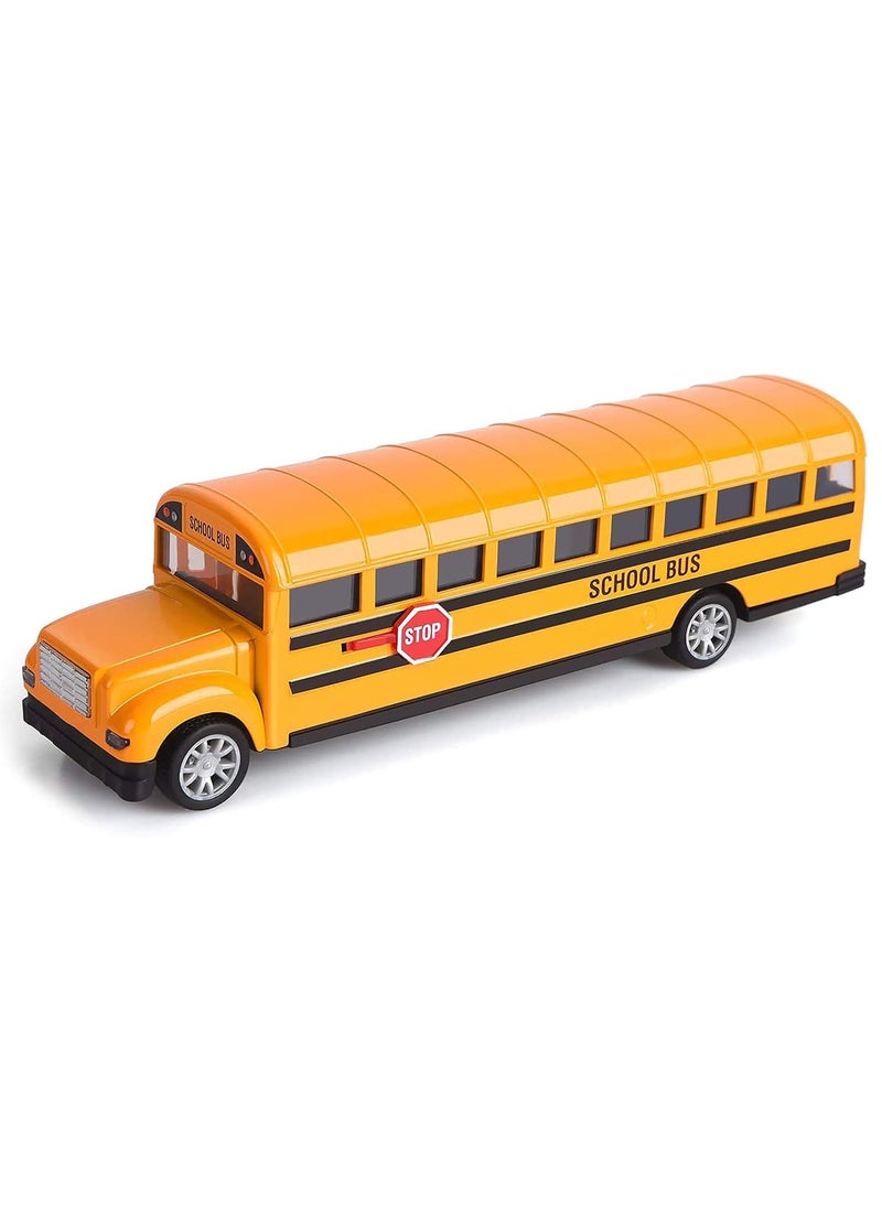 Toy Box Die Cast School Bus Model Toy for Toddlers -Large Size 8.5 Inch-cast Play Vehicles Pull Back Car Yellow School Bus Toys Gift for Kids  - Image 1