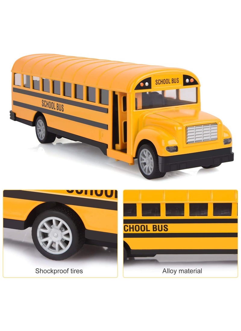 Toy Box Die Cast School Bus Model Toy for Toddlers -Large Size 8.5 Inch-cast Play Vehicles Pull Back Car Yellow School Bus Toys Gift for Kids  - Image 2