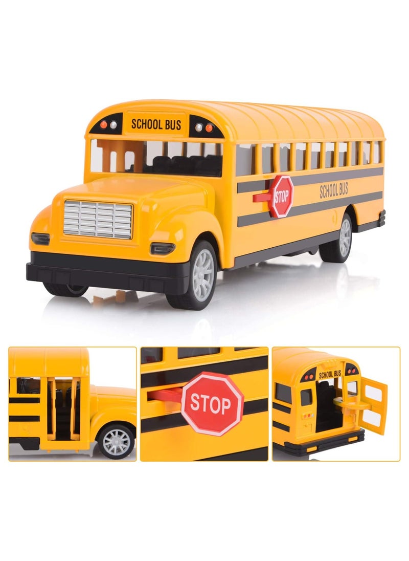 Toy Box Die Cast School Bus Model Toy for Toddlers -Large Size 8.5 Inch-cast Play Vehicles Pull Back Car Yellow School Bus Toys Gift for Kids  - Image 3