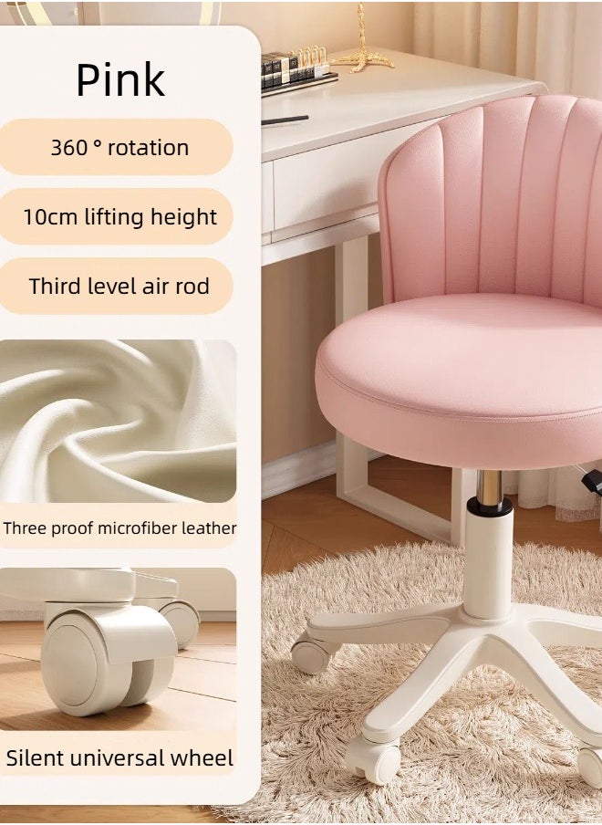 Tanwer Female bedroom chair, minimalist makeup chair, adjustable swivel chair, home dressing round stool, pink  - Image 2