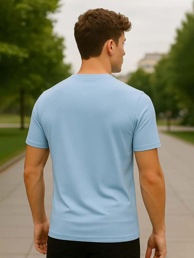 NOBERO  Men's Light Blue Graphic T-Shirt for Men for Men | Best Price UAE