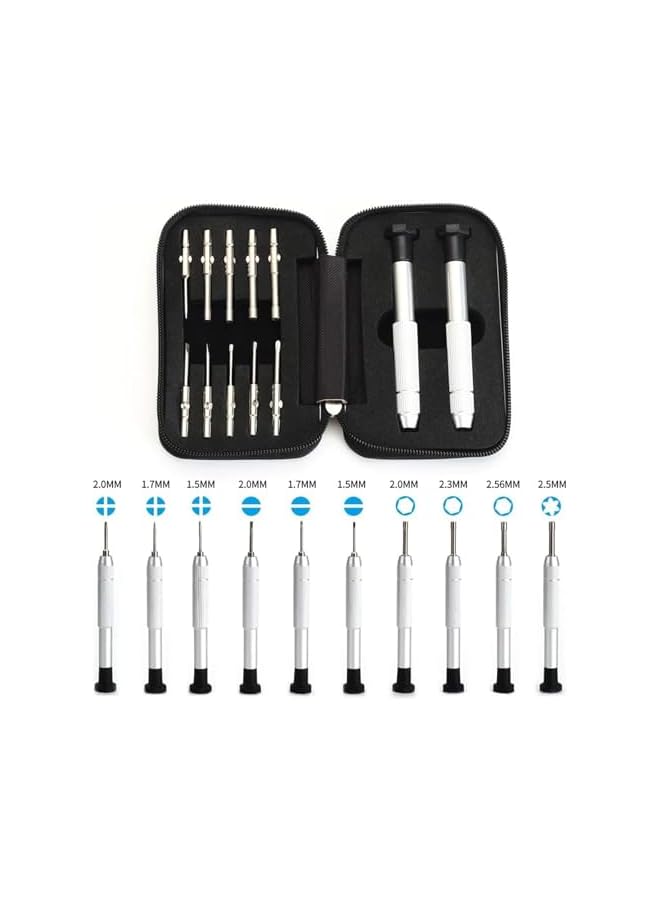 promass Screwdriver Set, Eyeglass repair kit with 10-style screwdrivers/nose pads/4 in 1 portable screwdrivers/ear hook/tweezer and 500pcs eye repair screw - Image 3