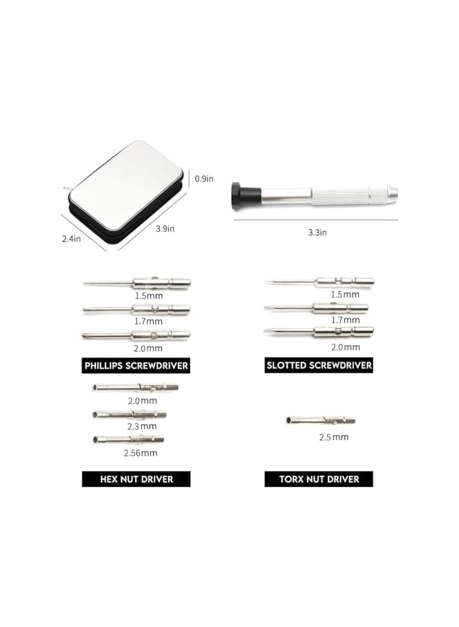 promass Screwdriver Set, Eyeglass repair kit with 10-style screwdrivers/nose pads/4 in 1 portable screwdrivers/ear hook/tweezer and 500pcs eye repair screw - Image 2