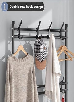 AGD Professional Multifunctional Coat and Shoe Rack with 4 Shelves Shoe Storage Rack with Clothes Hanger Hooks for Bedroom and Bathroom Entrance 80*25.5*152.5 cm  - Image 4