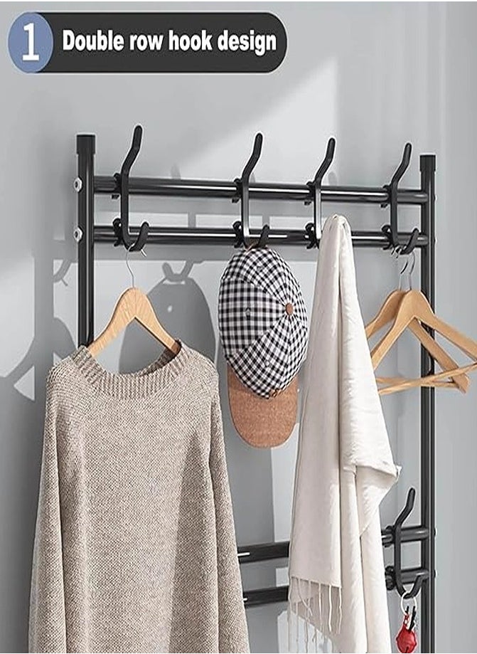 AGD Professional Multifunctional Coat and Shoe Rack with 4 Shelves Shoe Storage Rack with Clothes Hanger Hooks for Bedroom and Bathroom Entrance 80*25.5*152.5 cm  - Image 4