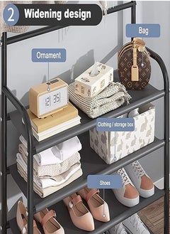 AGD Professional Multifunctional Coat and Shoe Rack with 4 Shelves Shoe Storage Rack with Clothes Hanger Hooks for Bedroom and Bathroom Entrance 80*25.5*152.5 cm  - Image 5