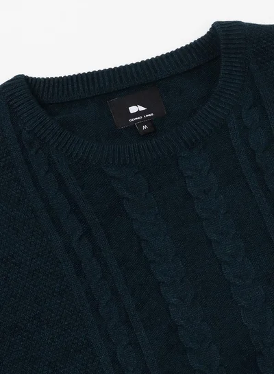 Dennis Lingo Men's Sage Green 100% Acrylic Self Design Regular Fit Sweater