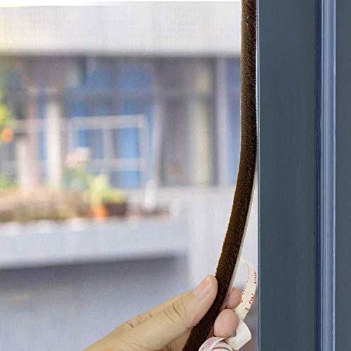 TORRAMI Brush Weather Stripping Adhesive for Window and Door 11/32 inch x 3/16 inch x 16 ft, Windproof Dustproof Energy-Efficient Weather Seal, Brown - Image 4
