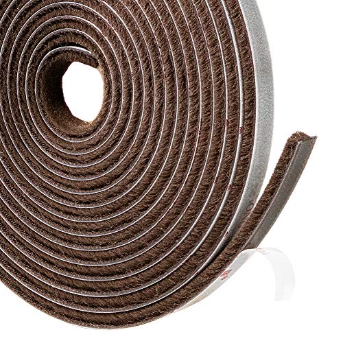 TORRAMI Brush Weather Stripping Adhesive for Window and Door 11/32 inch x 3/16 inch x 16 ft, Windproof Dustproof Energy-Efficient Weather Seal, Brown - Image 1