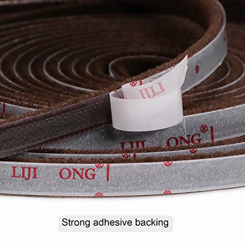 TORRAMI Brush Weather Stripping Adhesive for Window and Door 11/32 inch x 3/16 inch x 16 ft, Windproof Dustproof Energy-Efficient Weather Seal, Brown - Image 3