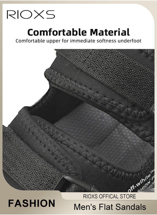 RIOXS Flat Sandals For Men, Men's Casual Open Toe Water Sandal, Non Slip Beach Sandals, Pool Slide Sandal With Adjustable Back Strap, Outdoor Walking Sandals, Lightweight Athletic Sandals  - Image 5