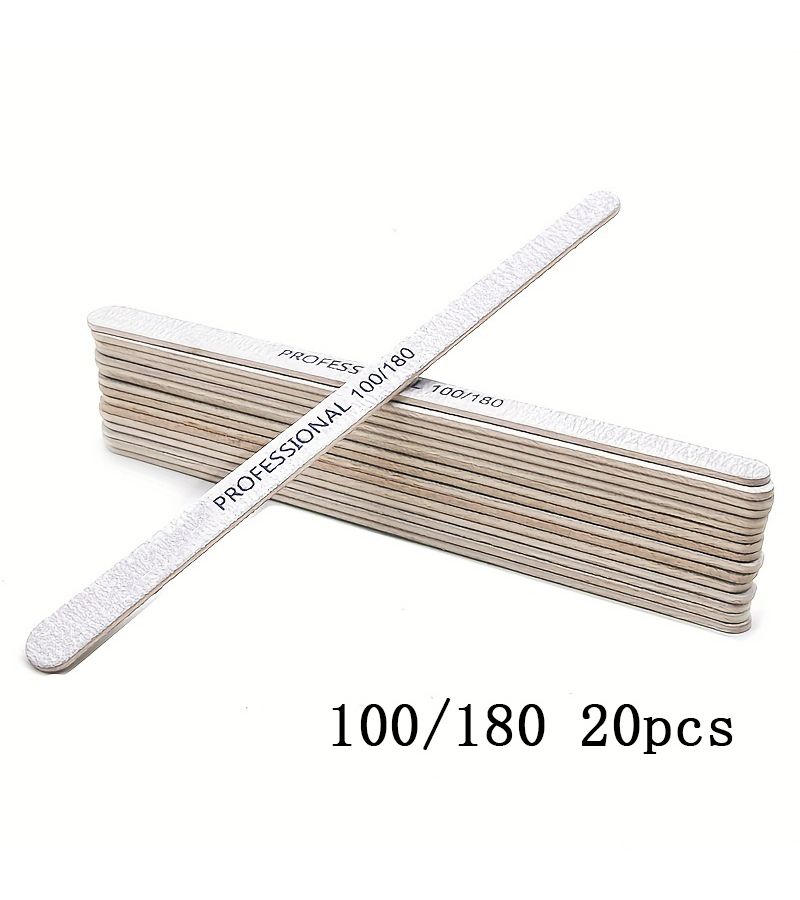 100 180 Grit Grey Sandpaper Nail Files 20pcs Thick EVA Nail Files For Manicure And Pedicure Non Replaceable Sandblasted Surface Oval Shape Fine - Image 5