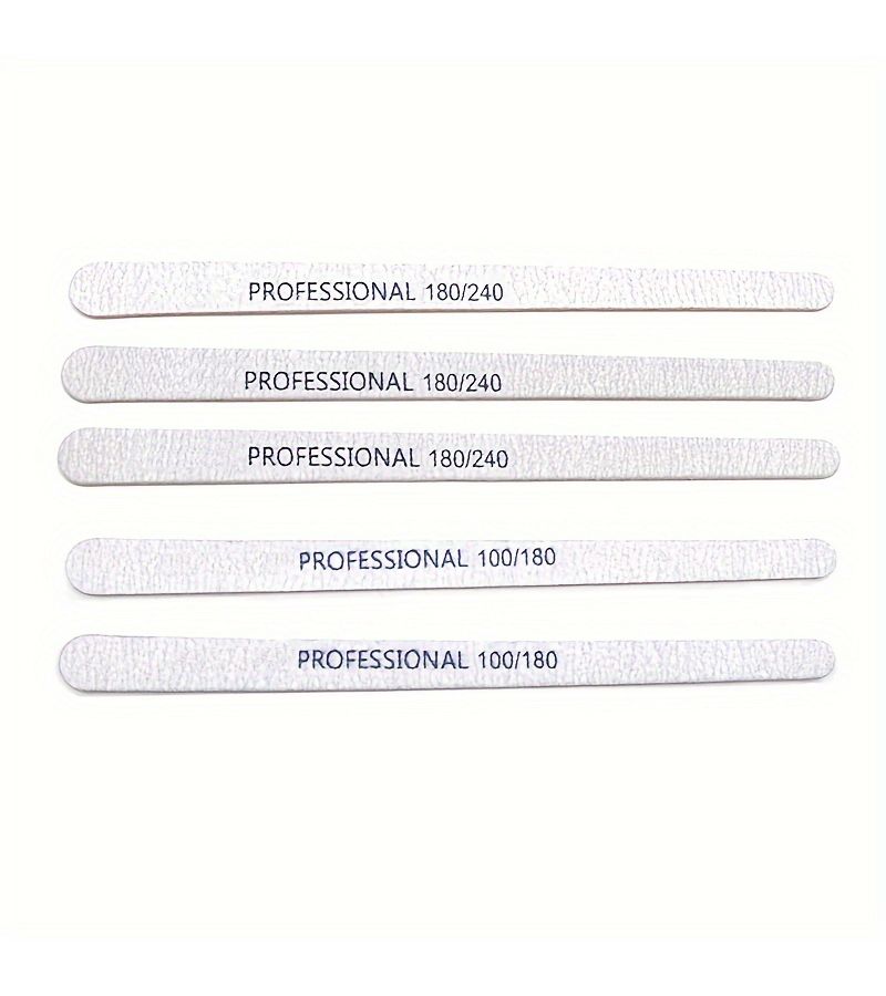 100 180 Grit Grey Sandpaper Nail Files 20pcs Thick EVA Nail Files For Manicure And Pedicure Non Replaceable Sandblasted Surface Oval Shape Fine - Image 1