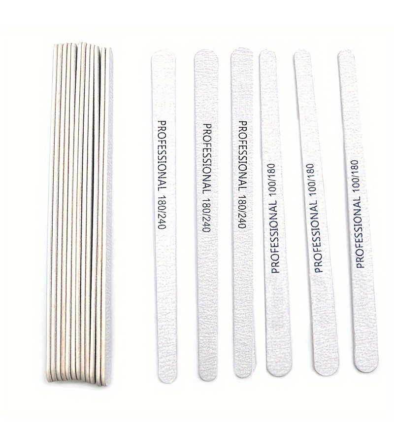 100 180 Grit Grey Sandpaper Nail Files 20pcs Thick EVA Nail Files For Manicure And Pedicure Non Replaceable Sandblasted Surface Oval Shape Fine - Image 4