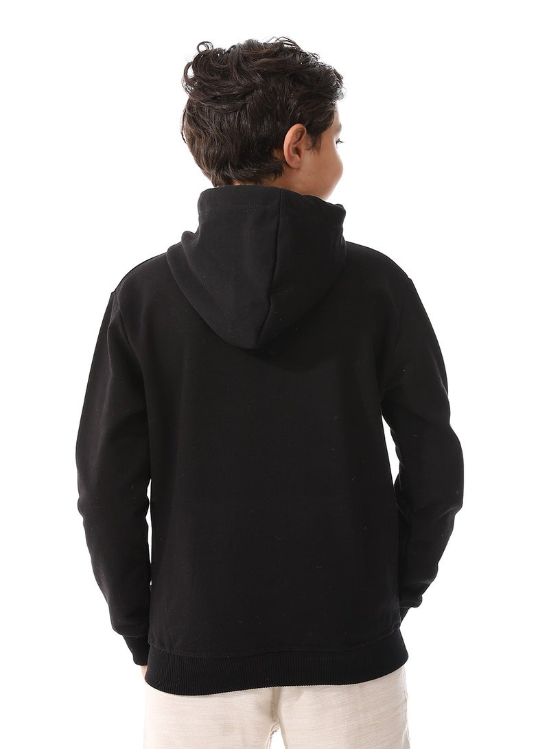 Andora Kangaroo Pockets Fleeced Boys Hoodie_ Black - Image 2