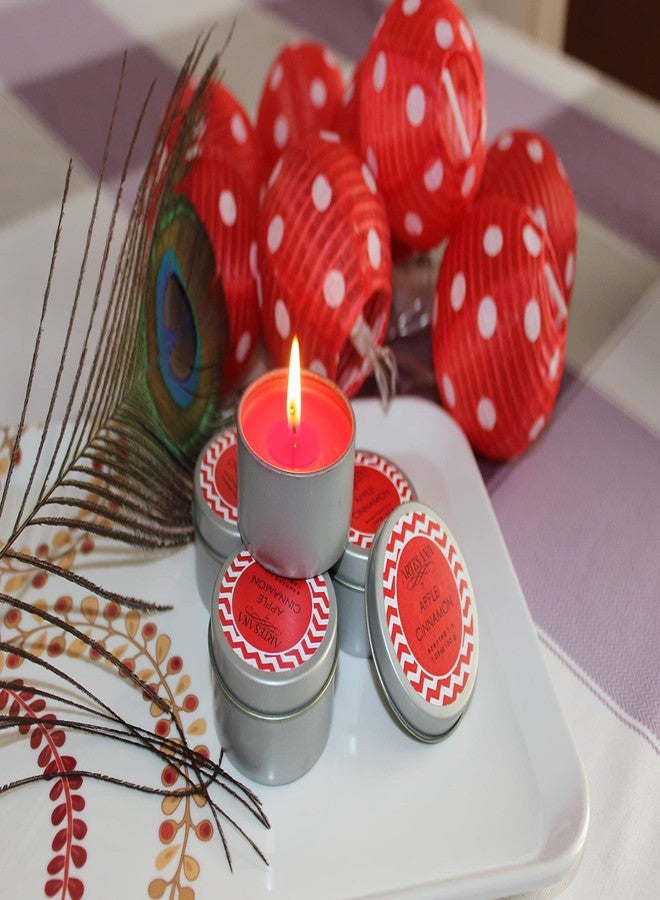 ARPHIBO 4 Mini Tin Aroma Apple Cinnamon Scented Candle for Home Decor | Best Gift for Birthday, Diwali & Christmas | Burning time - 4 Hour Each I 30 Gm Each Pack of 4 - Image 3