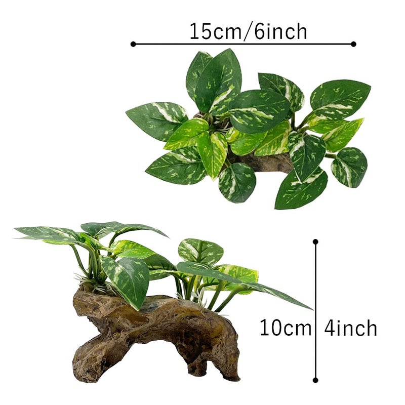 Smoothedo-Pets Fish Tank Decorations Aquarium Decor Ornaments Betta Silk Leaf pad Hammock Artifical Driftwood cave Goldfish Bowl Accessories (Type-C) - Image 3